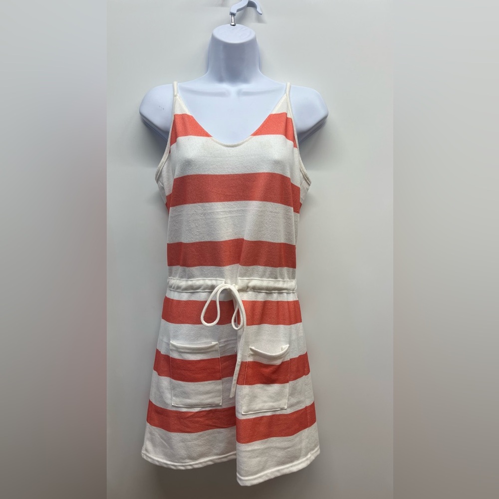 Striped Orange and White Sleeveless Dress